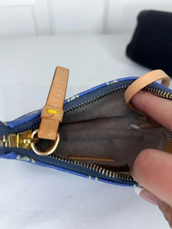 Dooney & Bourke Bitsy Bag Navy & White Micro Top-Handle Bag with Brown Trim - Picture 11 of 12